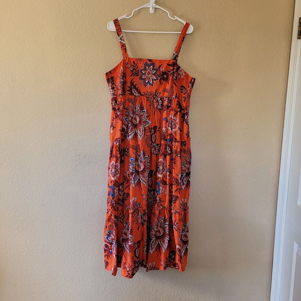 RHODE x Target Womens Xl Leafy Floral Print Tiered Midi Smock Dress Autumn Boho